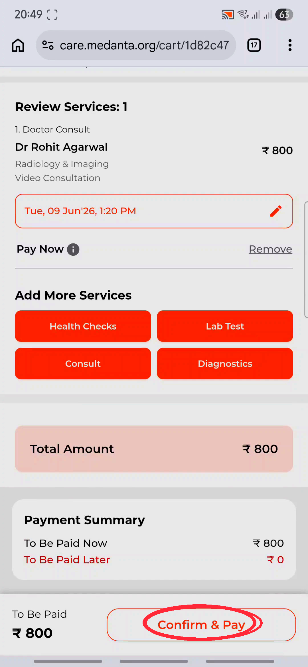 Confirm and pay to complete booking